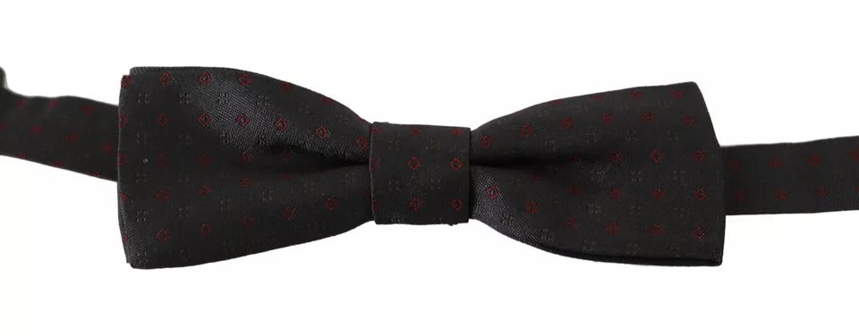 Dolce & Gabbana – Grau gepunktete, verstellbare Seidenfliege