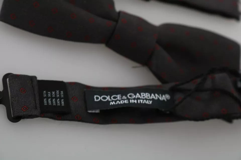 Dolce & Gabbana – Grau gepunktete, verstellbare Seidenfliege