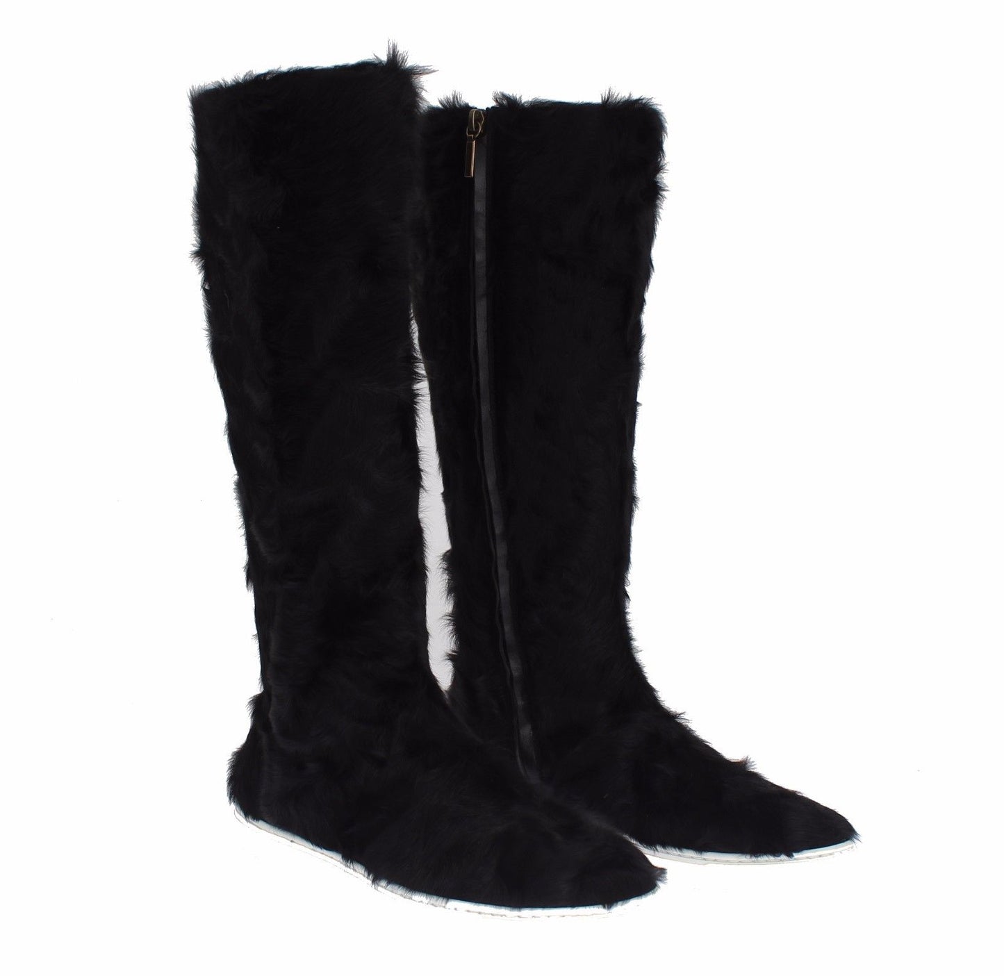Dolce & Gabbana Schwarze Xiangao-Lederstiefel aus Lammfell
