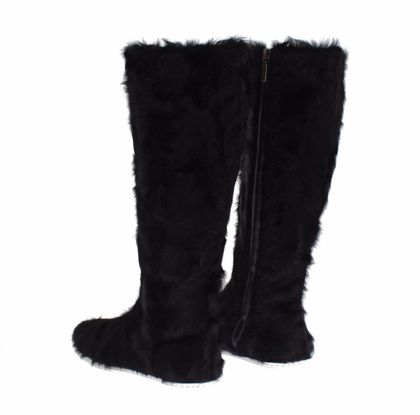 Dolce & Gabbana Schwarze Xiangao-Lederstiefel aus Lammfell