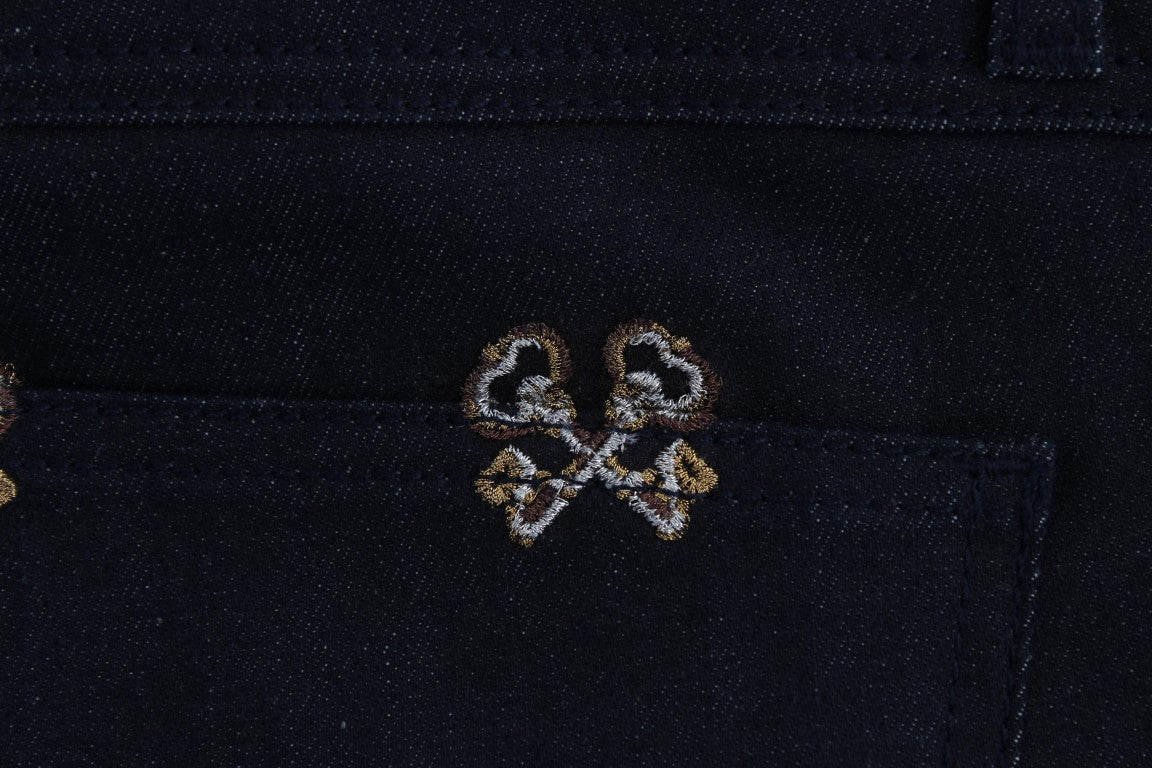 Dolce & Gabbana – Slim Fit-Jeans „KATE“ mit blauer Schlüsselstickerei