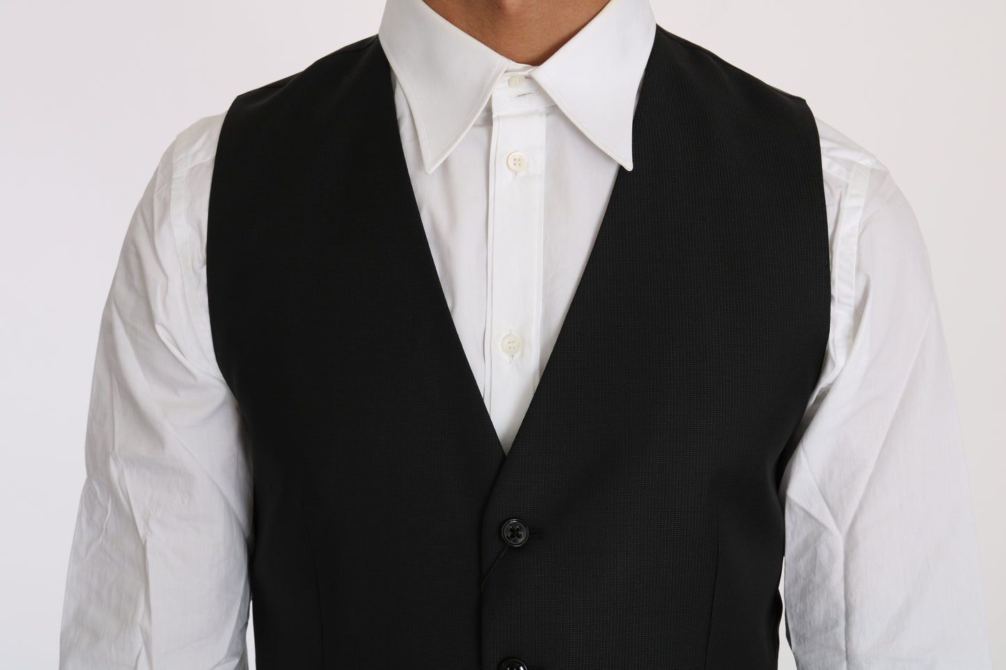 Dolce & Gabbana Schwarze Weste aus massiver Wolle und Seide