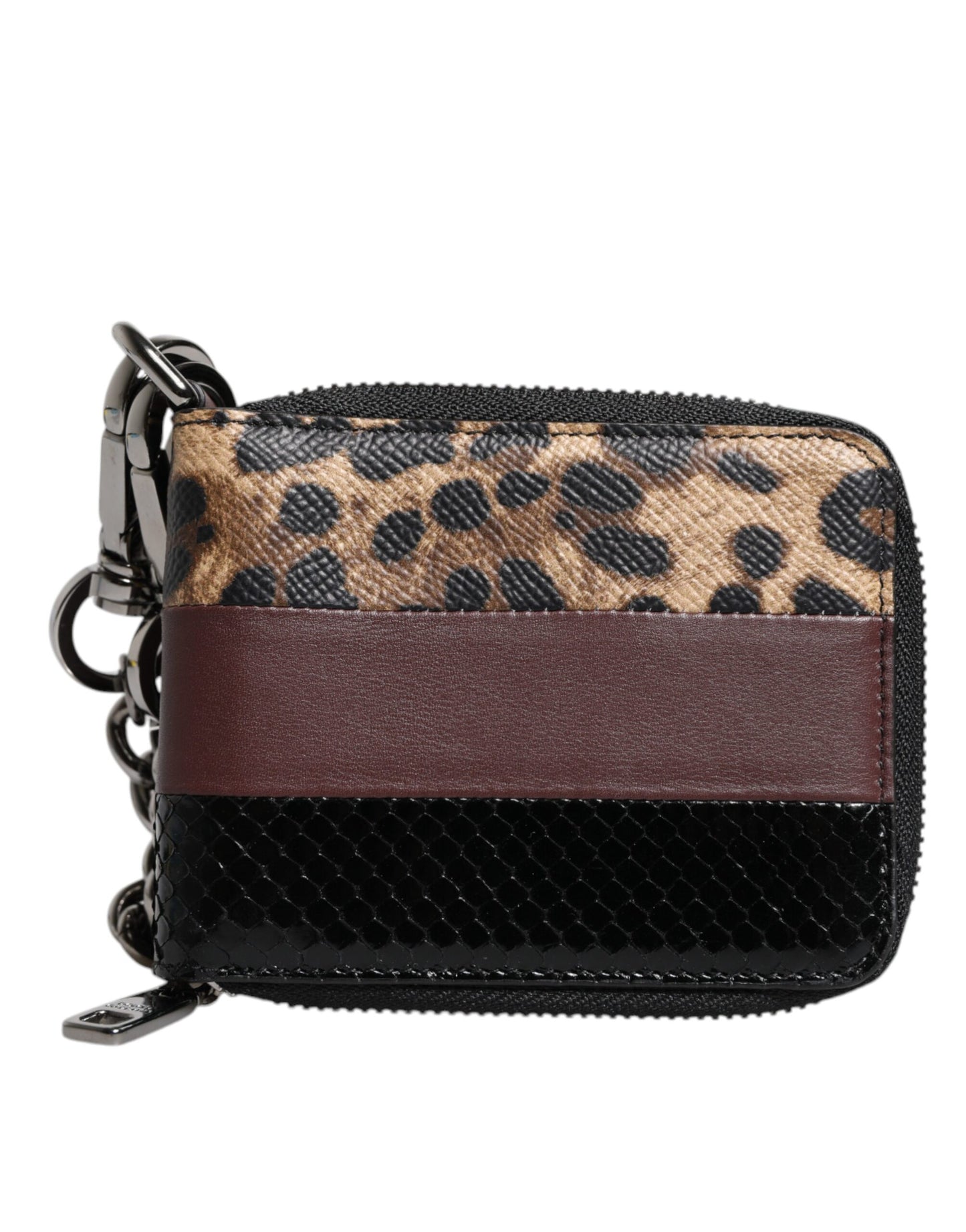 Dolce & Gabbana Mehrfarbige DG-Kartenetui-Geldbörse aus Leopardenleder