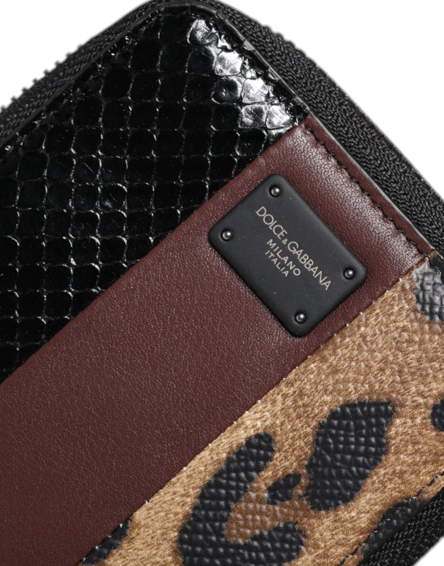 Dolce & Gabbana Mehrfarbige DG-Kartenetui-Geldbörse aus Leopardenleder