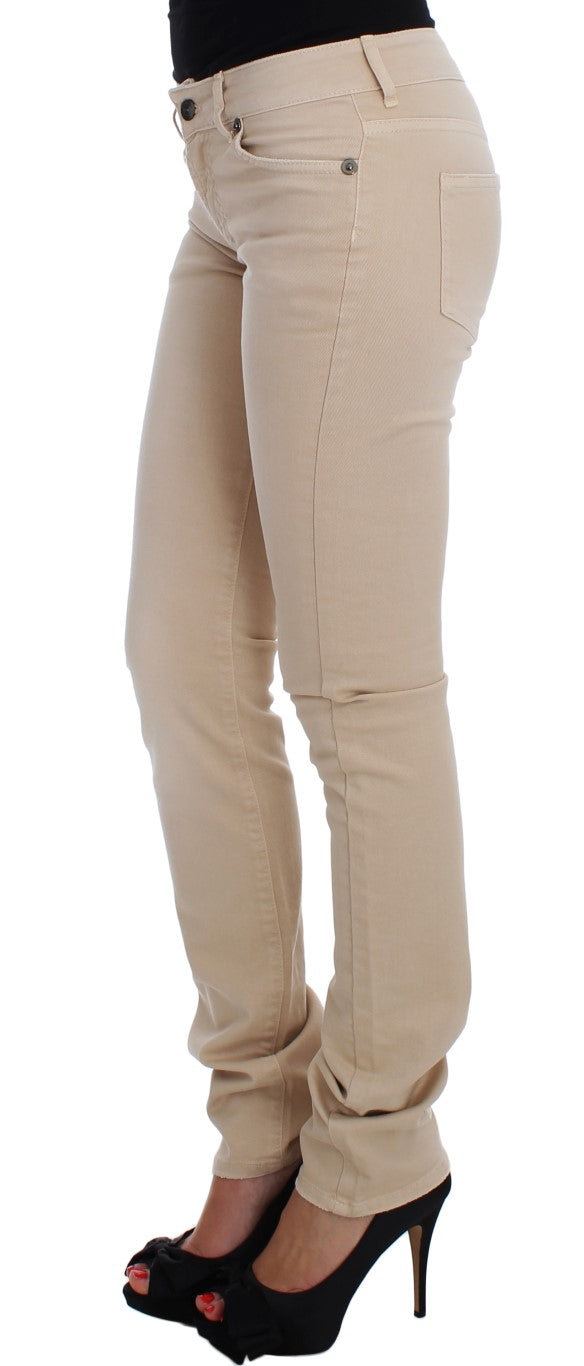 Cavalli Slim Fit Jeans aus Baumwollstretch in Beige-Waschung
