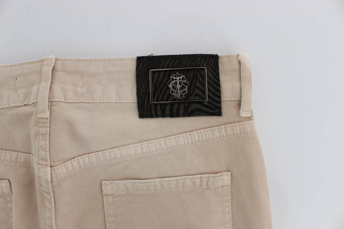 Cavalli Slim Fit Jeans aus Baumwollstretch in Beige-Waschung
