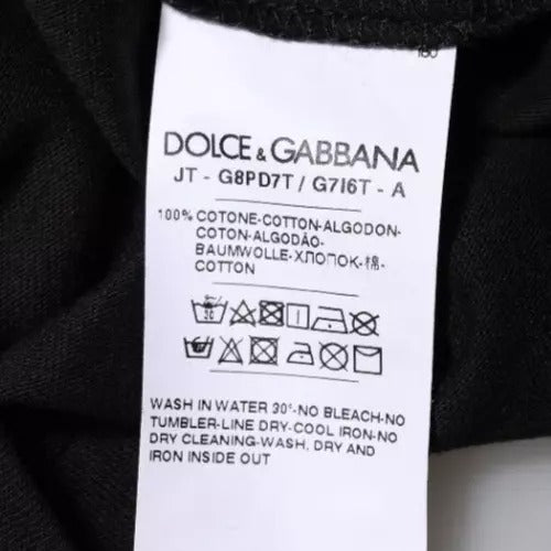 Dolce & Gabbana – Schwarzes Baumwoll-T-Shirt mit Rundhalsausschnitt und Logo-Print