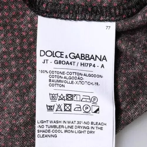 Dolce & Gabbana – Rotes T-Shirt aus Baumwolle mit Leopardenmuster und kurzen Ärmeln