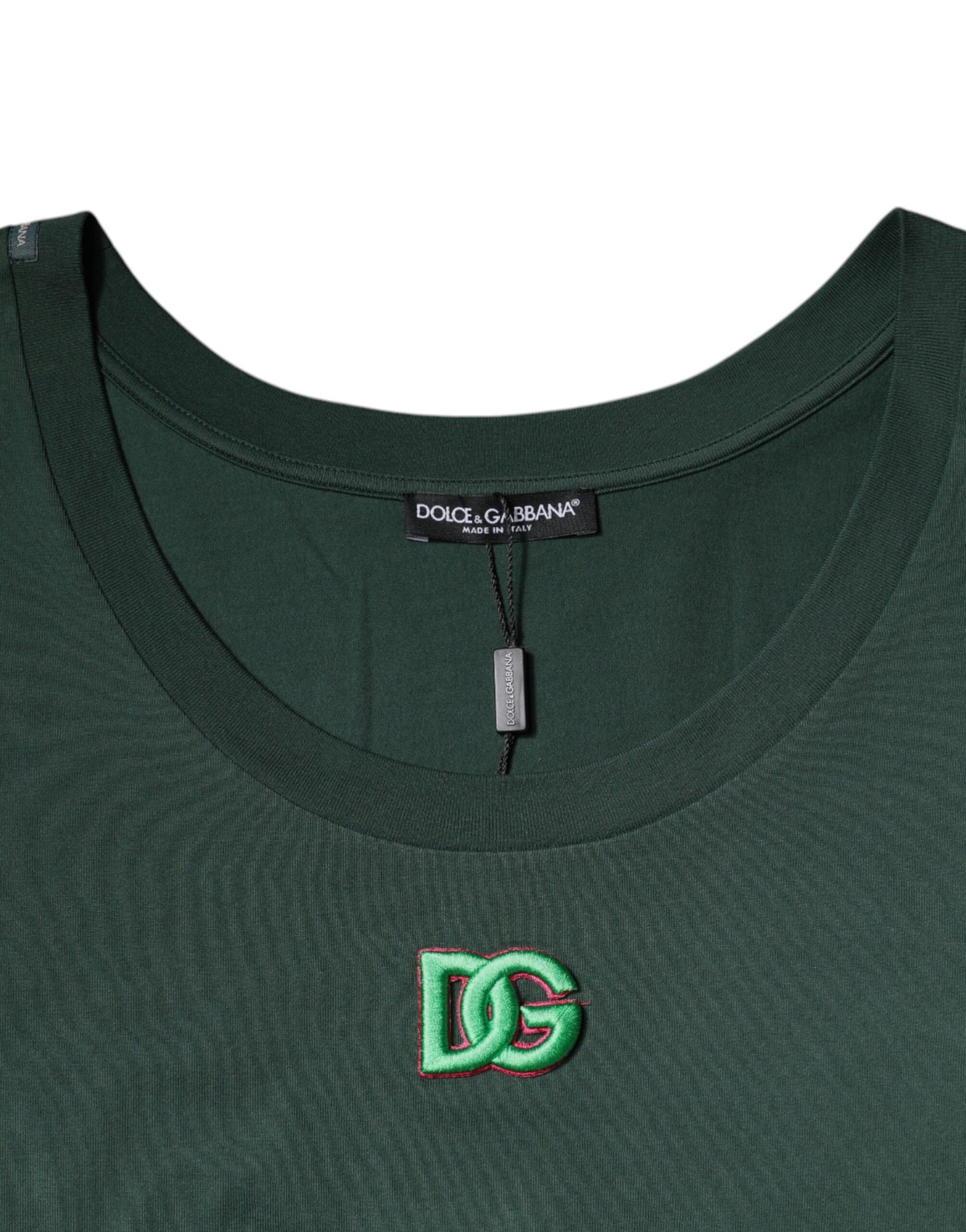 Dolce & Gabbana Grünes DG-ärmelloses Tank-T-Shirt mit Rundhalsausschnitt