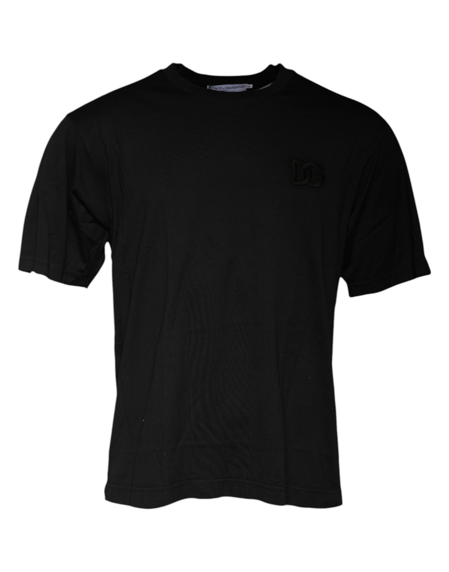 Dolce & Gabbana – Schwarzes T-Shirt aus Baumwolle mit Rundhalsausschnitt und kurzen Ärmeln