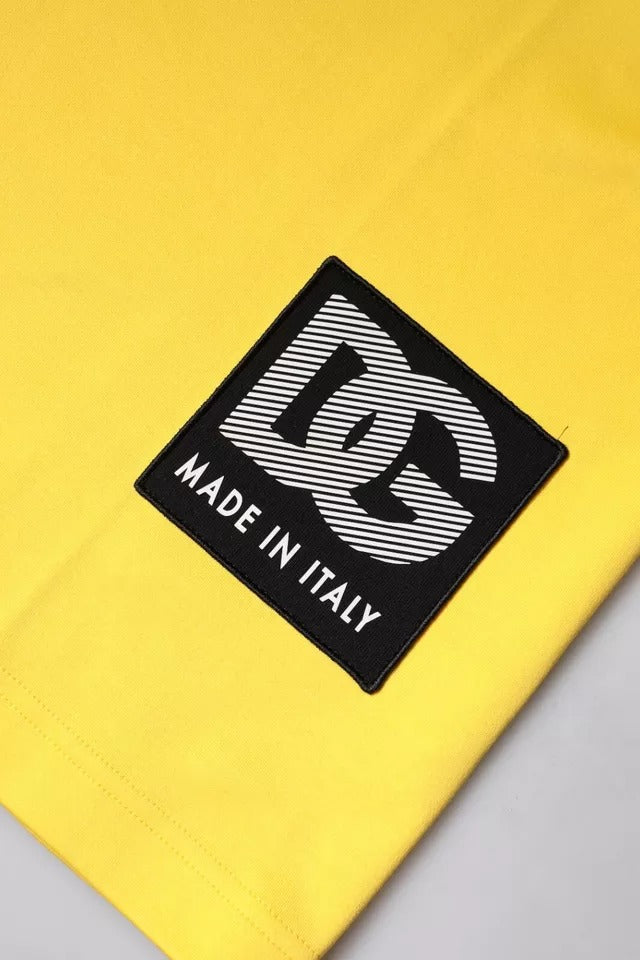 Dolce & Gabbana – Gelbes T-Shirt mit Rundhalsausschnitt und kurzen Ärmeln