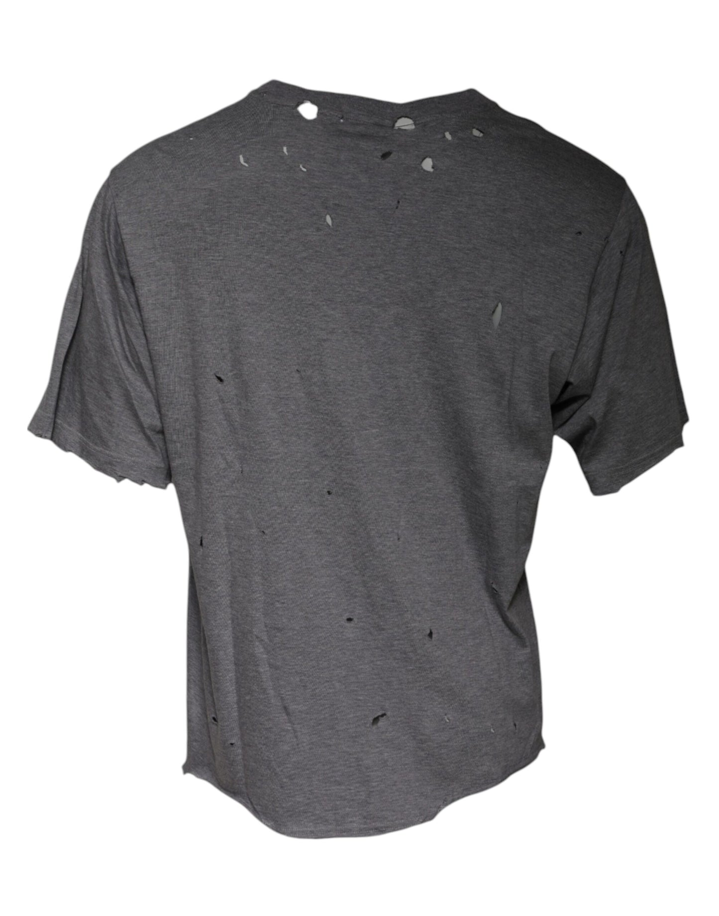 Dolce & Gabbana – Graues T-Shirt mit Rundhalsausschnitt und kurzen Ärmeln und Logo