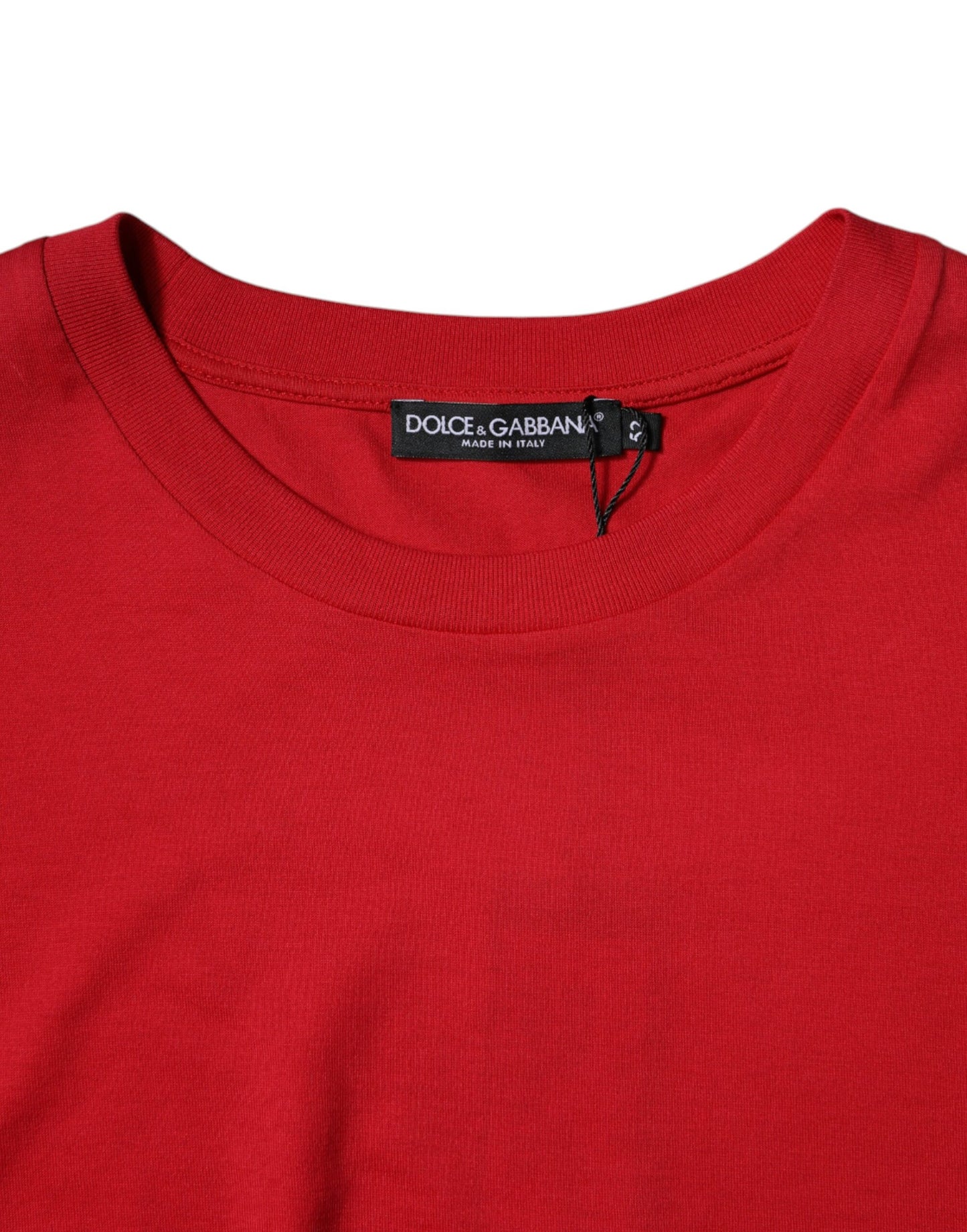 Dolce & Gabbana – Kurzes T-Shirt mit Rundhalsausschnitt und rotem Logo-Print