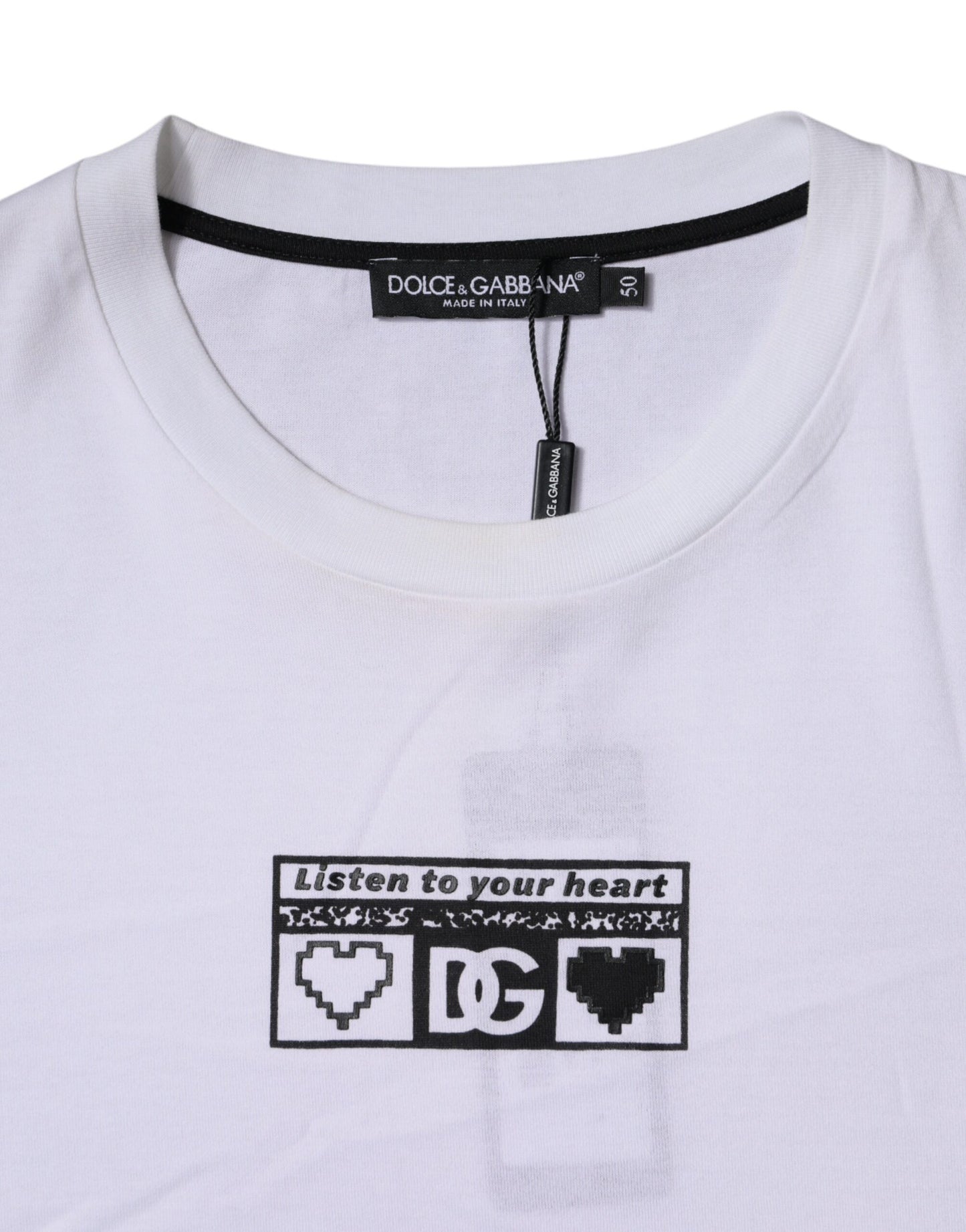 Dolce & Gabbana – Weißes Baumwoll-T-Shirt mit Rundhalsausschnitt und Logo-Print
