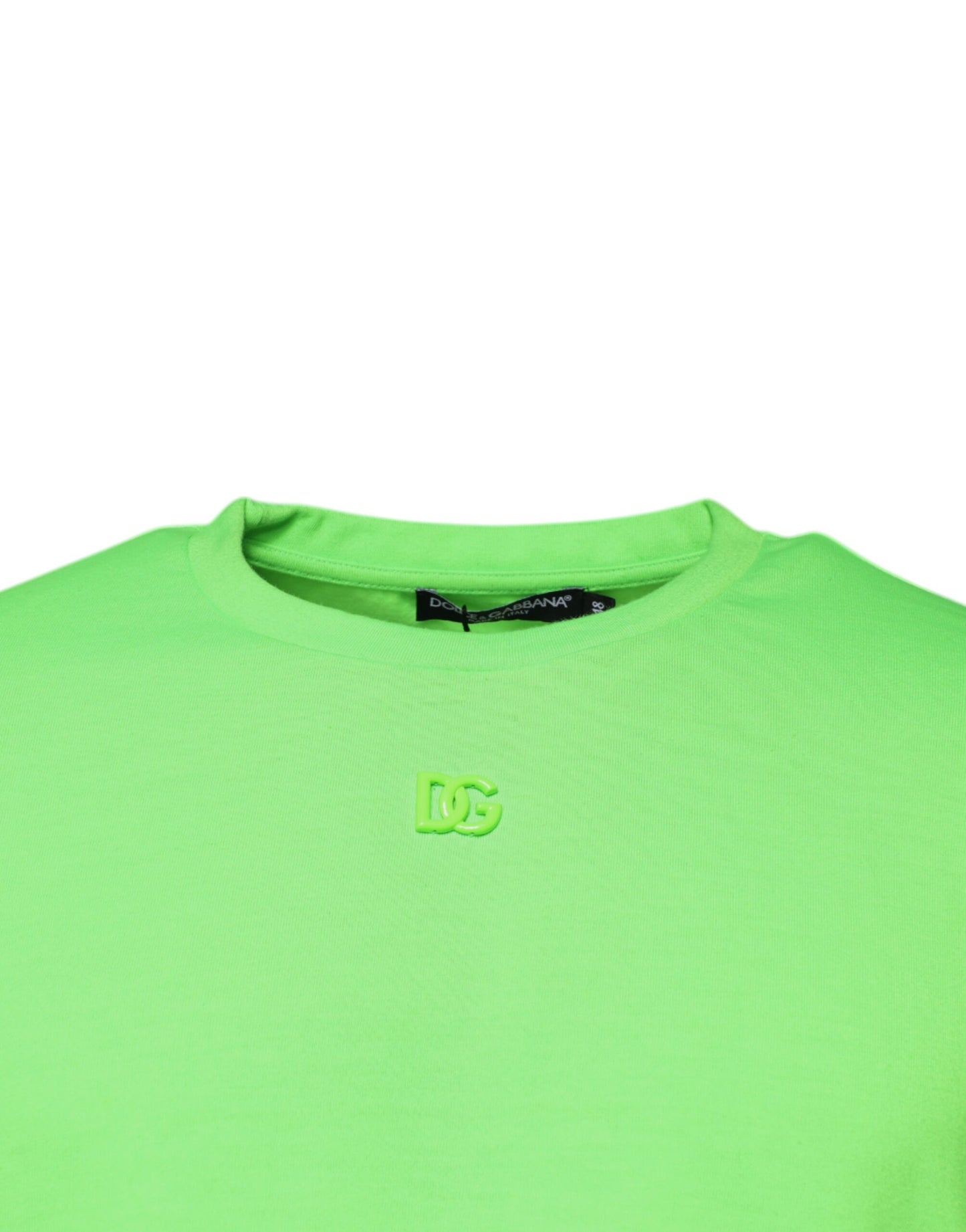 Dolce & Gabbana – Grünes T-Shirt aus Polyester mit Rundhalsausschnitt und Logo