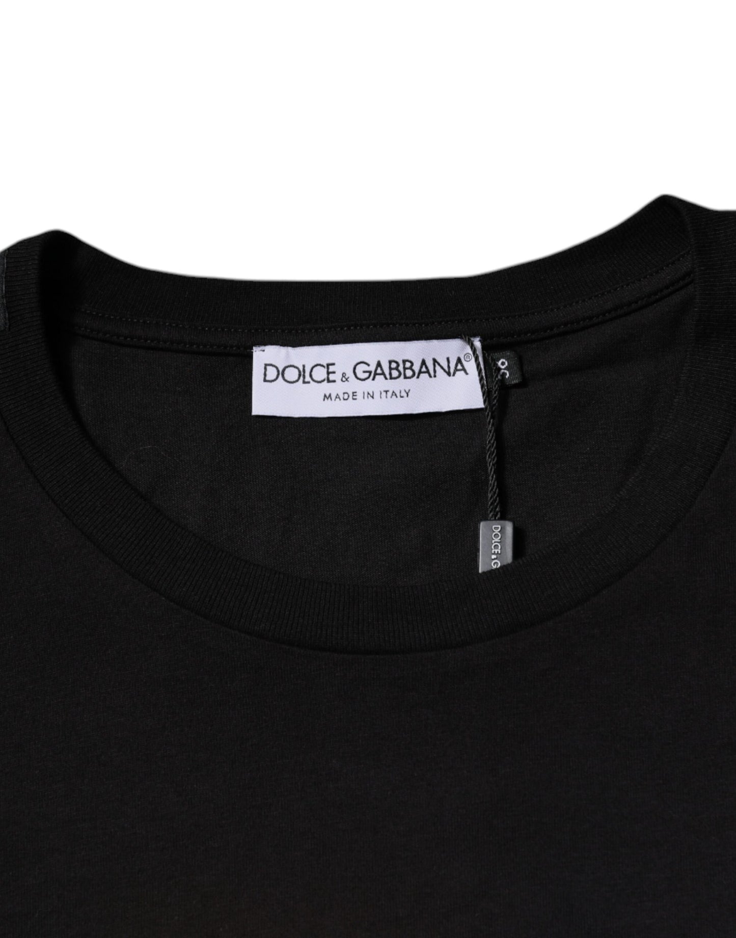 Dolce & Gabbana – Schwarzes Baumwoll-T-Shirt mit Rundhalsausschnitt und Logo-Print