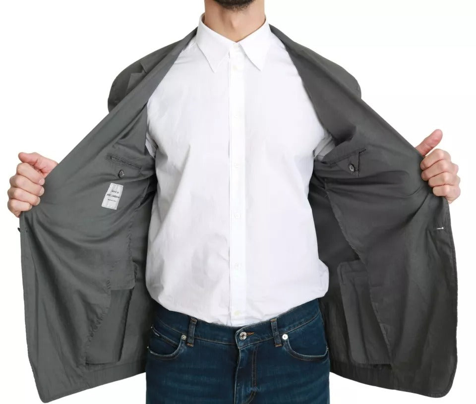 Dolce & Gabbana – Einreihiger formeller Blazer aus grauer Baumwolle