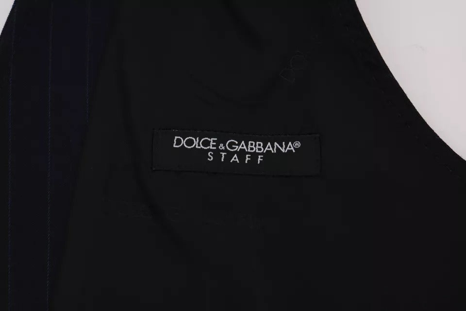 Dolce & Gabbana Blaue Weste Wollstretch STAFF Cardigan