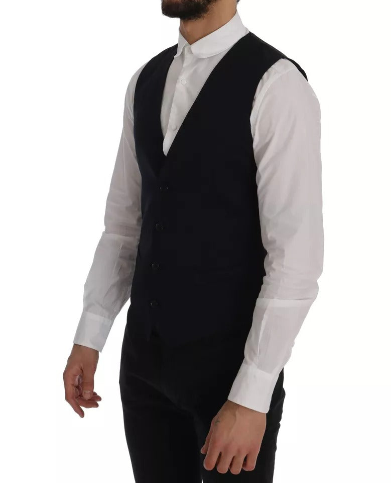 Dolce & Gabbana Blaue Weste Wollstretch STAFF Cardigan