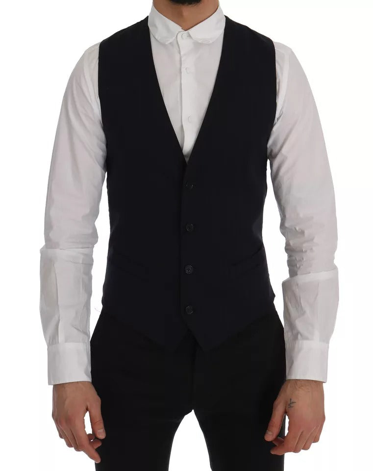 Dolce & Gabbana Blaue Weste Wollstretch STAFF Cardigan