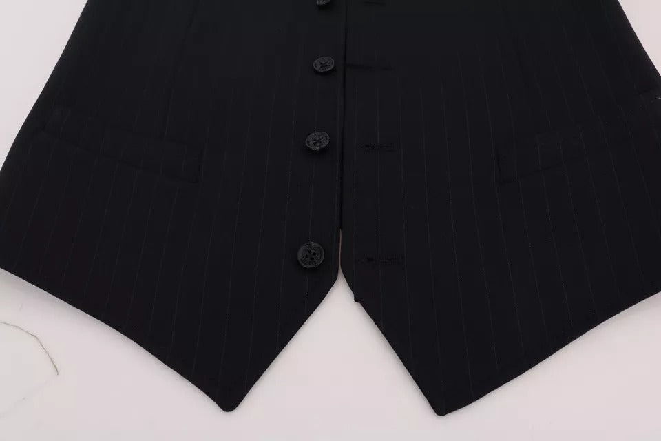 Dolce & Gabbana Blaue Weste Wollstretch STAFF Cardigan