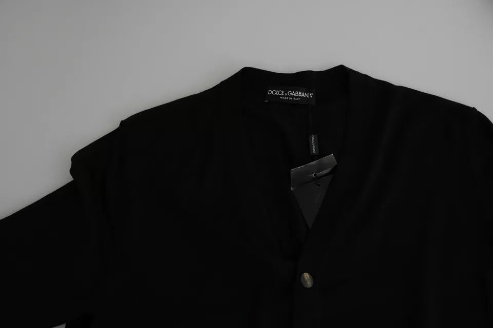 Dolce & Gabbana – Schwarzer Woll-Cardigan mit Knopfleiste für Herren