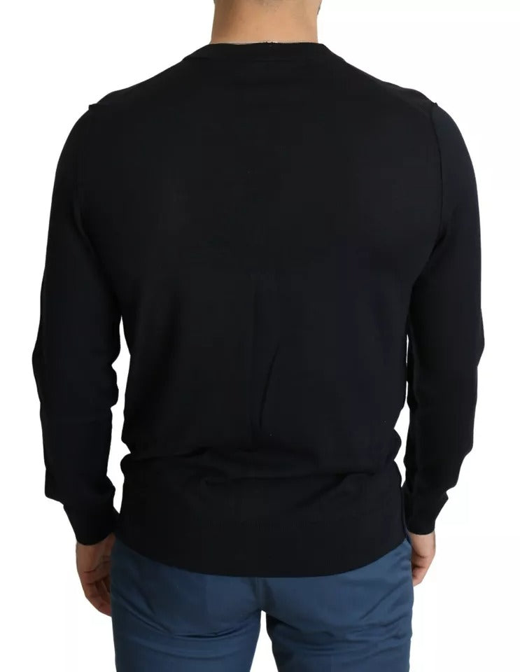 Dolce & Gabbana – Schwarzer Woll-Cardigan mit Knopfleiste für Herren