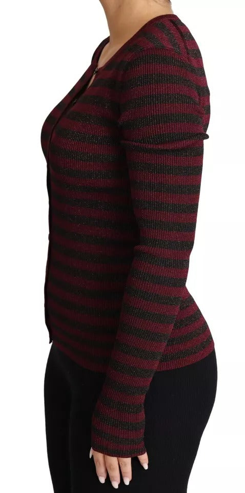 Dolce & Gabbana Schwarz-Rot gestreifter Damen-Cardigan