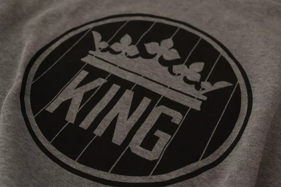 Dolce & Gabbana Grauer Pullover aus Baumwolle mit Kronenkönig