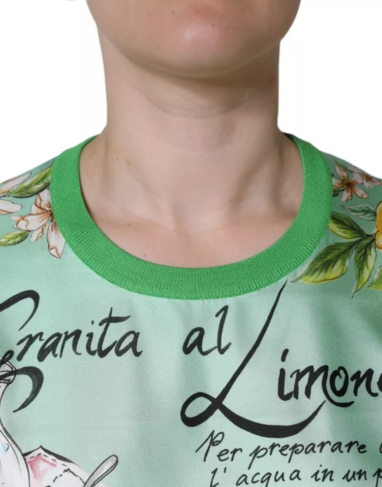 Dolce & Gabbana – Langärmliger Pullover „Granita Al Limone“ aus grüner Seide