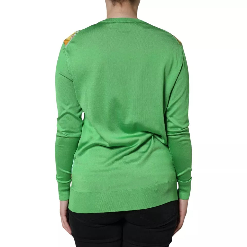 Dolce & Gabbana – Langärmliger Pullover „Granita Al Limone“ aus grüner Seide