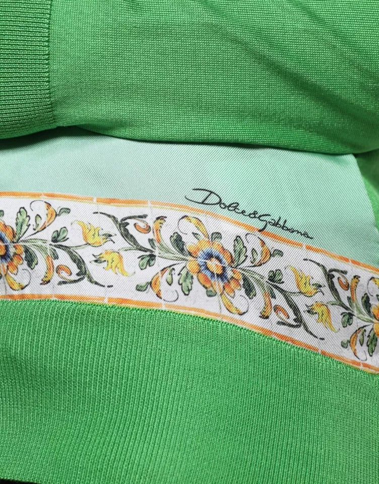 Dolce & Gabbana – Langärmliger Pullover „Granita Al Limone“ aus grüner Seide