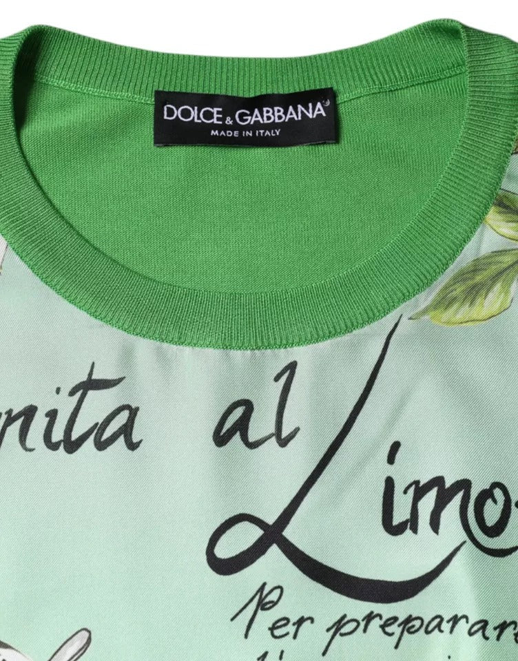 Dolce & Gabbana – Langärmliger Pullover „Granita Al Limone“ aus grüner Seide