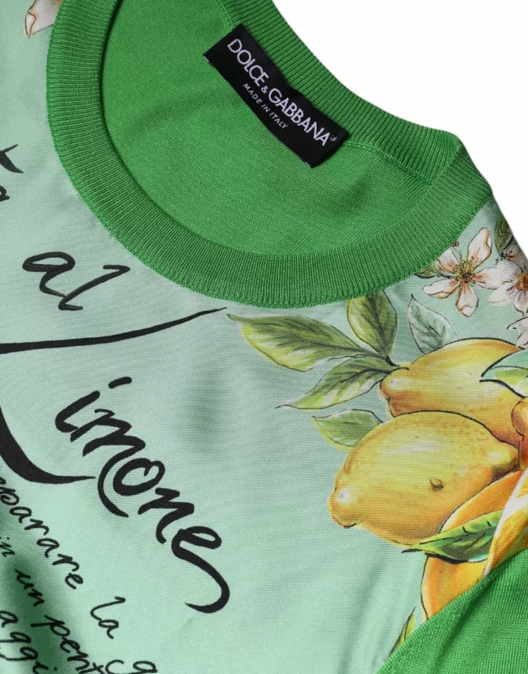 Dolce & Gabbana – Langärmliger Pullover „Granita Al Limone“ aus grüner Seide