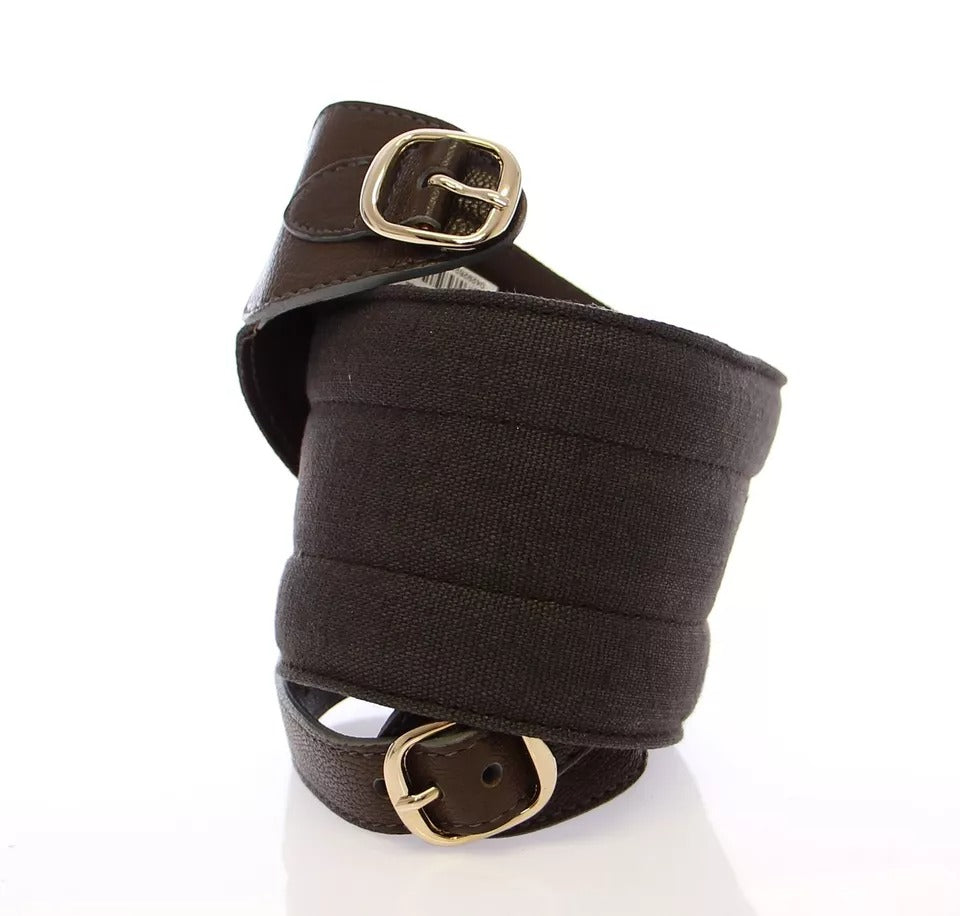 Dolce & Gabbana Brauner D&G-Logogürtel aus Leder und Leinen