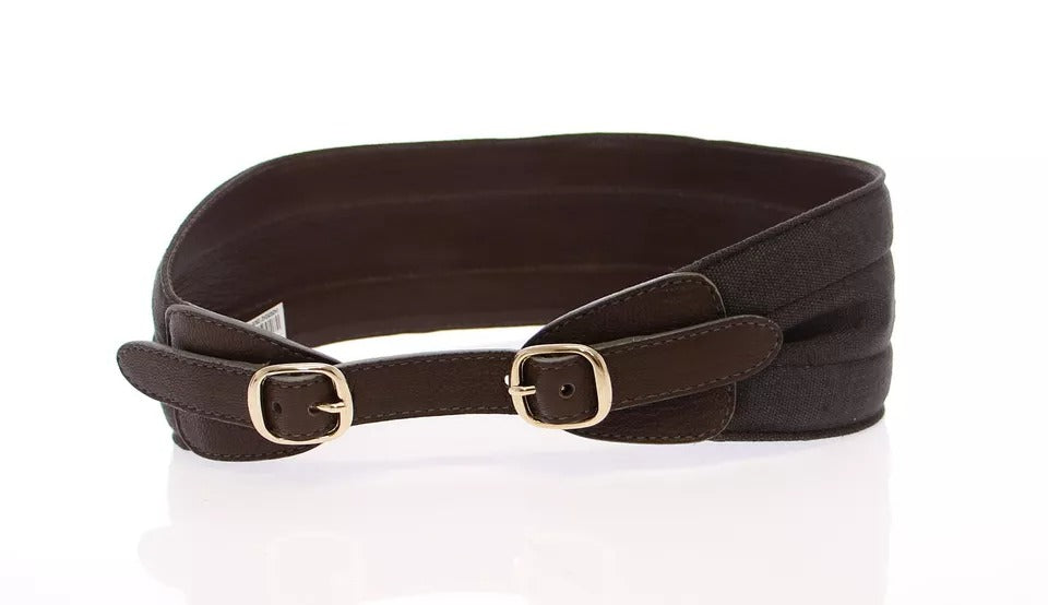 Dolce & Gabbana Brauner D&G-Logogürtel aus Leder und Leinen