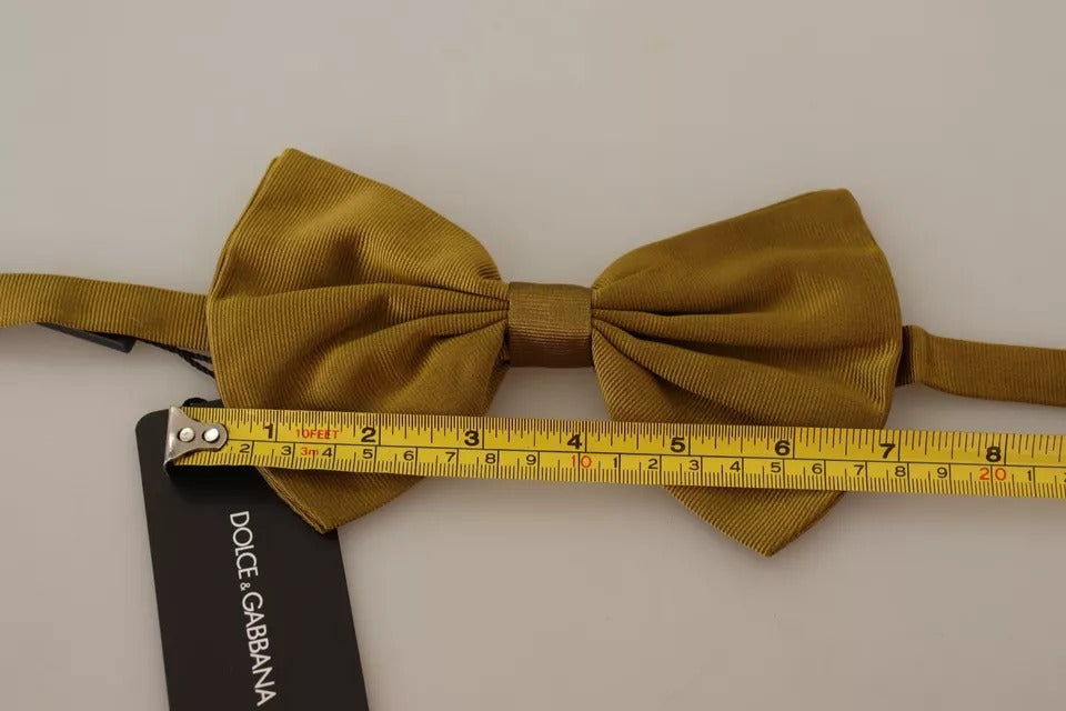 Dolce & Gabbana – Fliege mit Schmetterlingsmotiv, 100 % Seide, Senfgelb