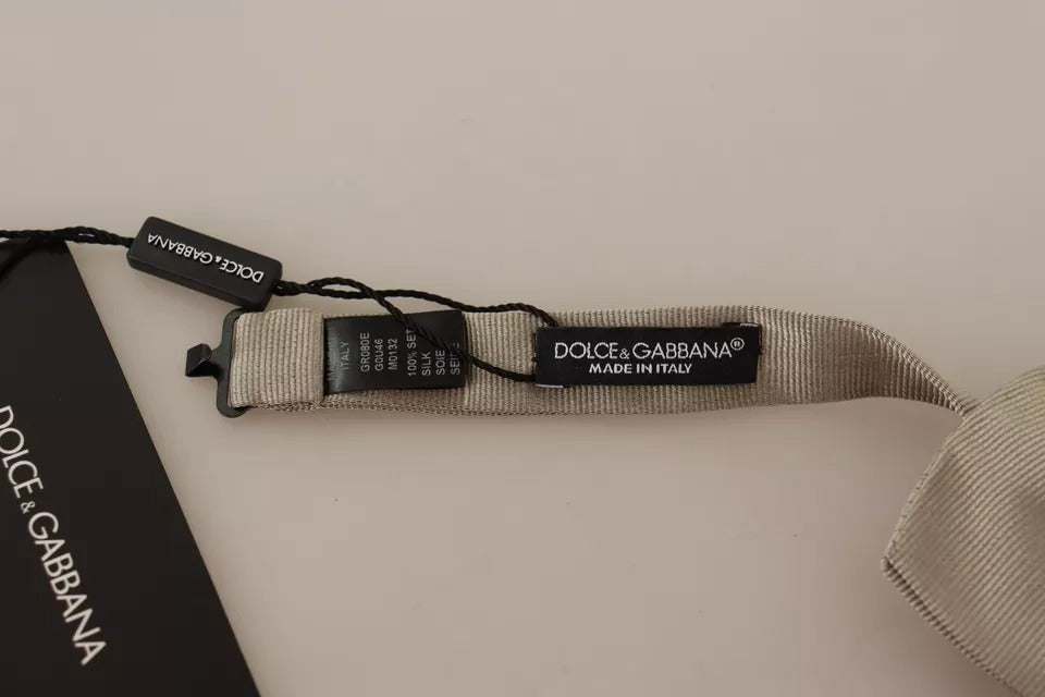 Dolce & Gabbana – Silbergraue, verstellbare Fliege aus 100 % Seide