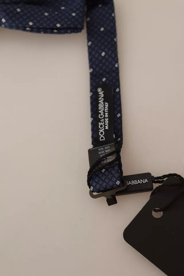 Dolce & Gabbana Blau gemusterte verstellbare Seidenfliege für Herren