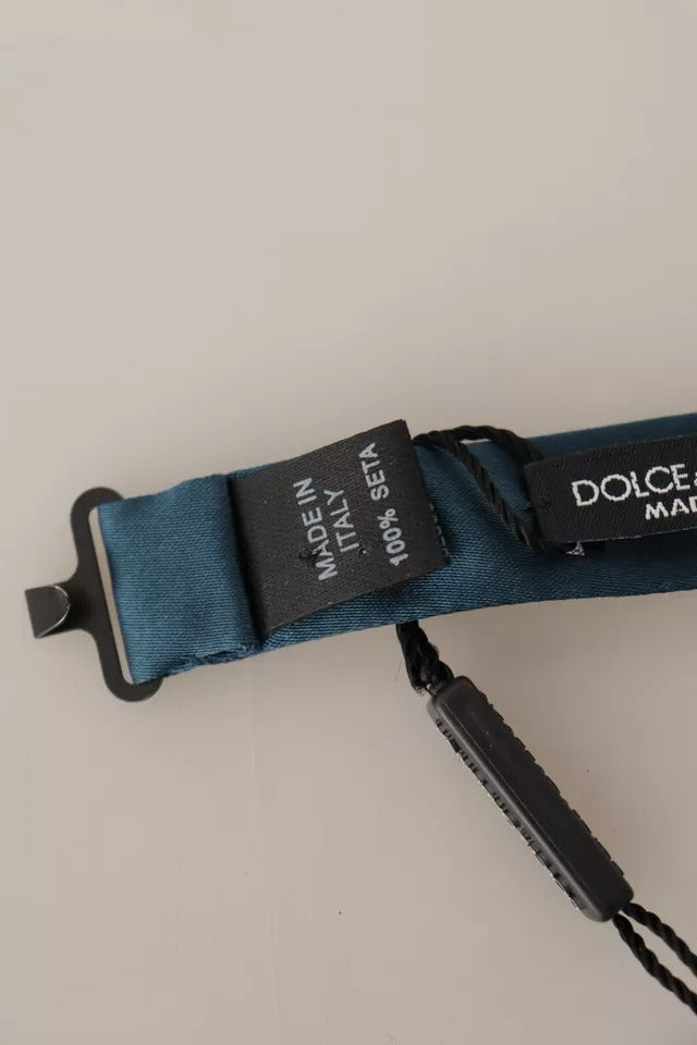 Dolce & Gabbana Blaue Fliege für Herren, 100 % Seide, verstellbarer Hals