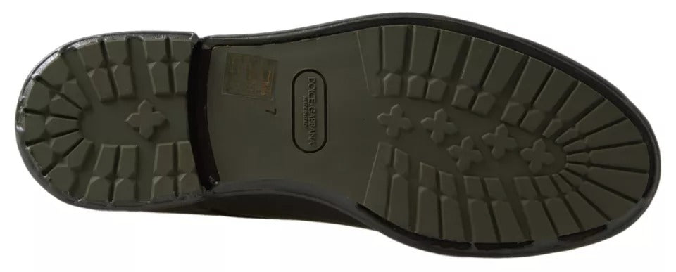 Dolce & Gabbana – Grüne Abendschuhe aus Leder mit Gummisohle
