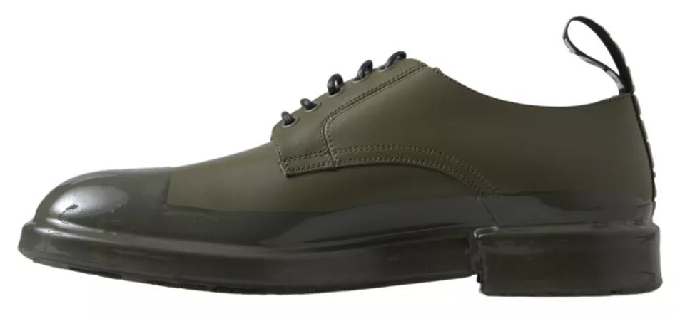 Dolce & Gabbana – Grüne Abendschuhe aus Leder mit Gummisohle