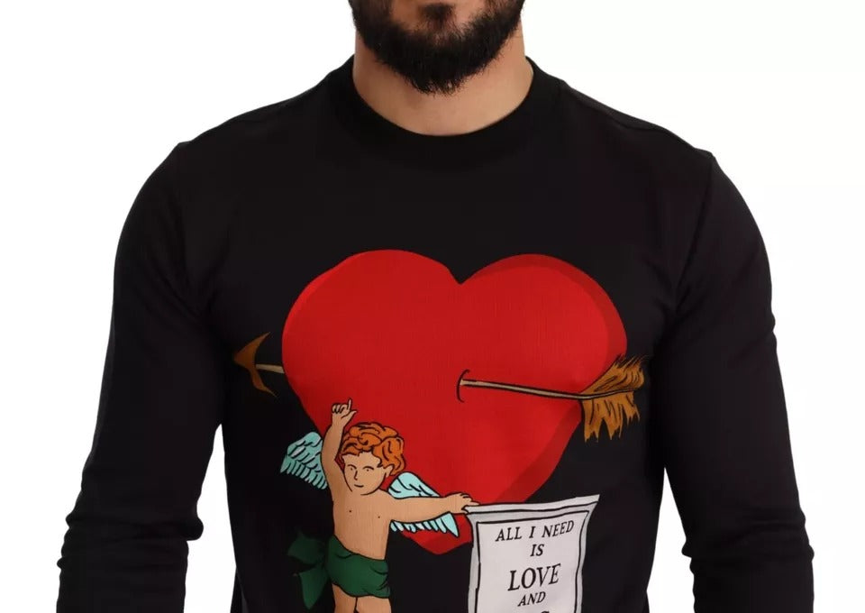 Dolce & Gabbana – Schwarzer Kapuzenpullover mit Cupid-Print