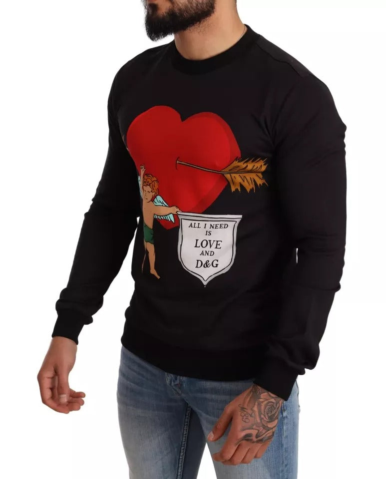 Dolce & Gabbana – Schwarzer Kapuzenpullover mit Cupid-Print