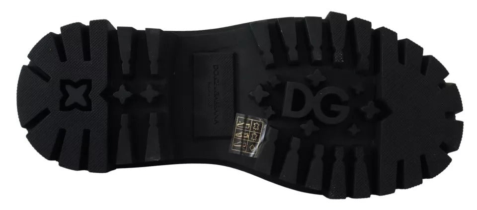 Dolce & Gabbana – Trekking-Derby-Schuhe aus schwarzem Leder mit Verzierung