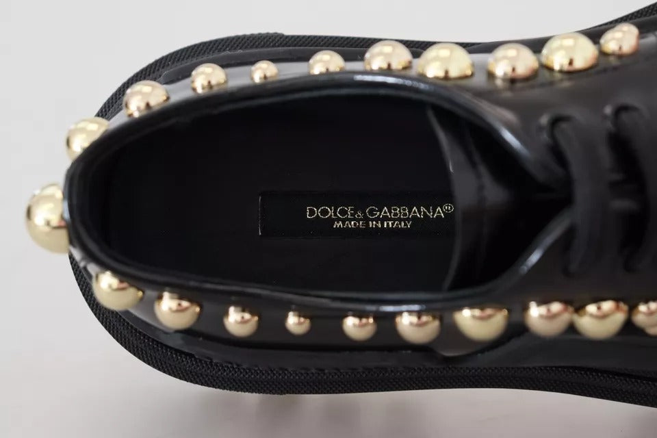 Dolce & Gabbana – Trekking-Derby-Schuhe aus schwarzem Leder mit Verzierung