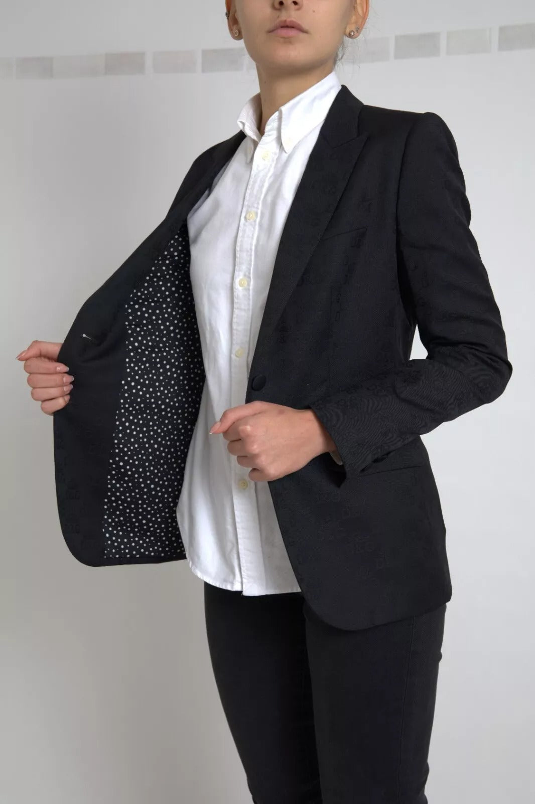 Dolce & Gabbana Schwarzer Langarmmantel Blazerjacke