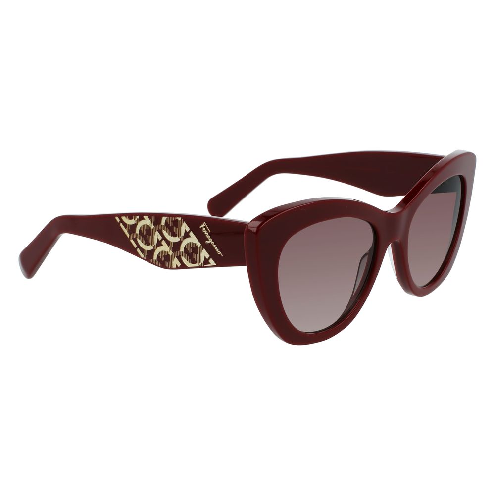 Salvatore Ferragamo – Bordeauxfarbene Acetat-Sonnenbrille