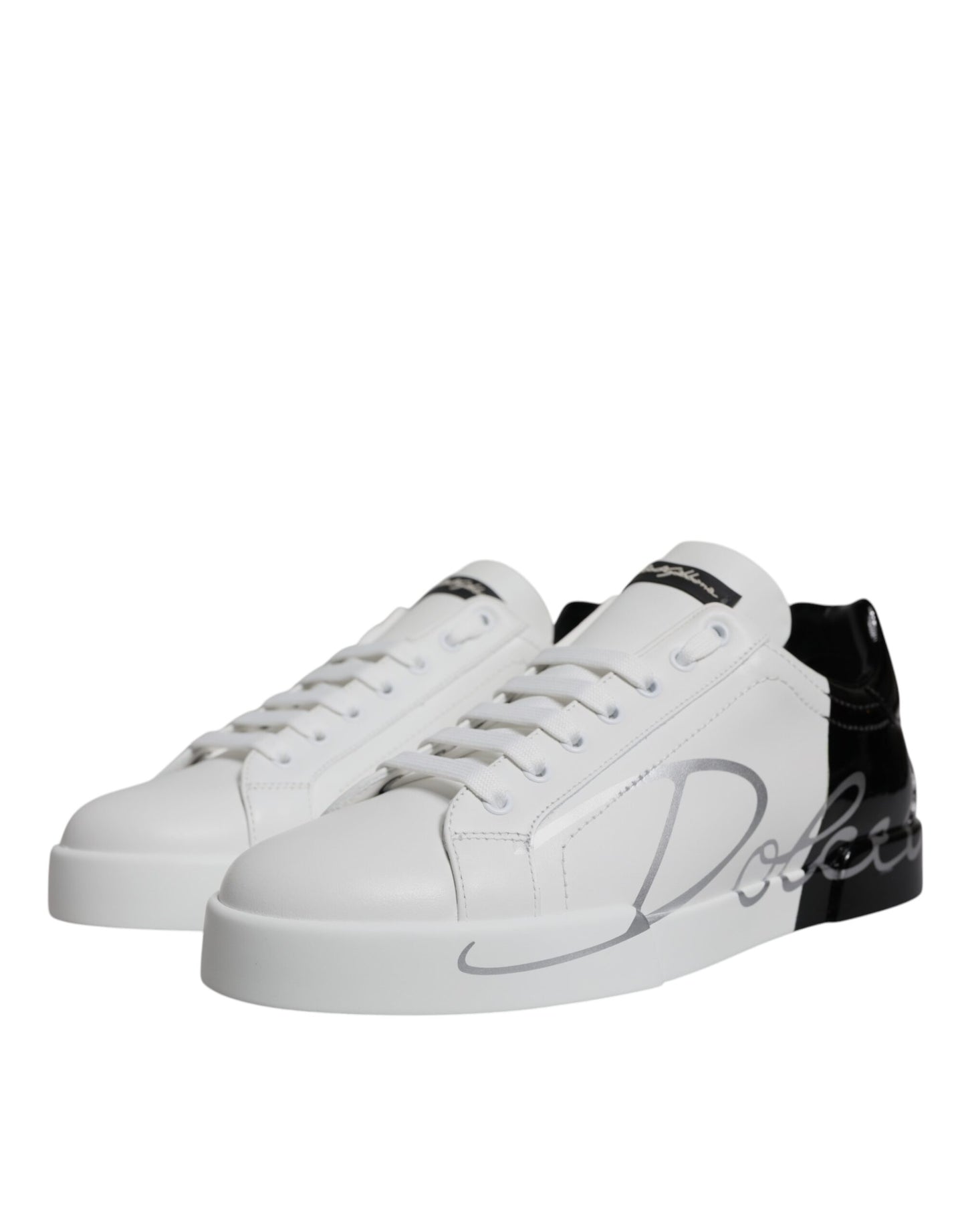 Dolce & Gabbana – Portofino-Sneaker mit Logo in Weiß und Schwarz