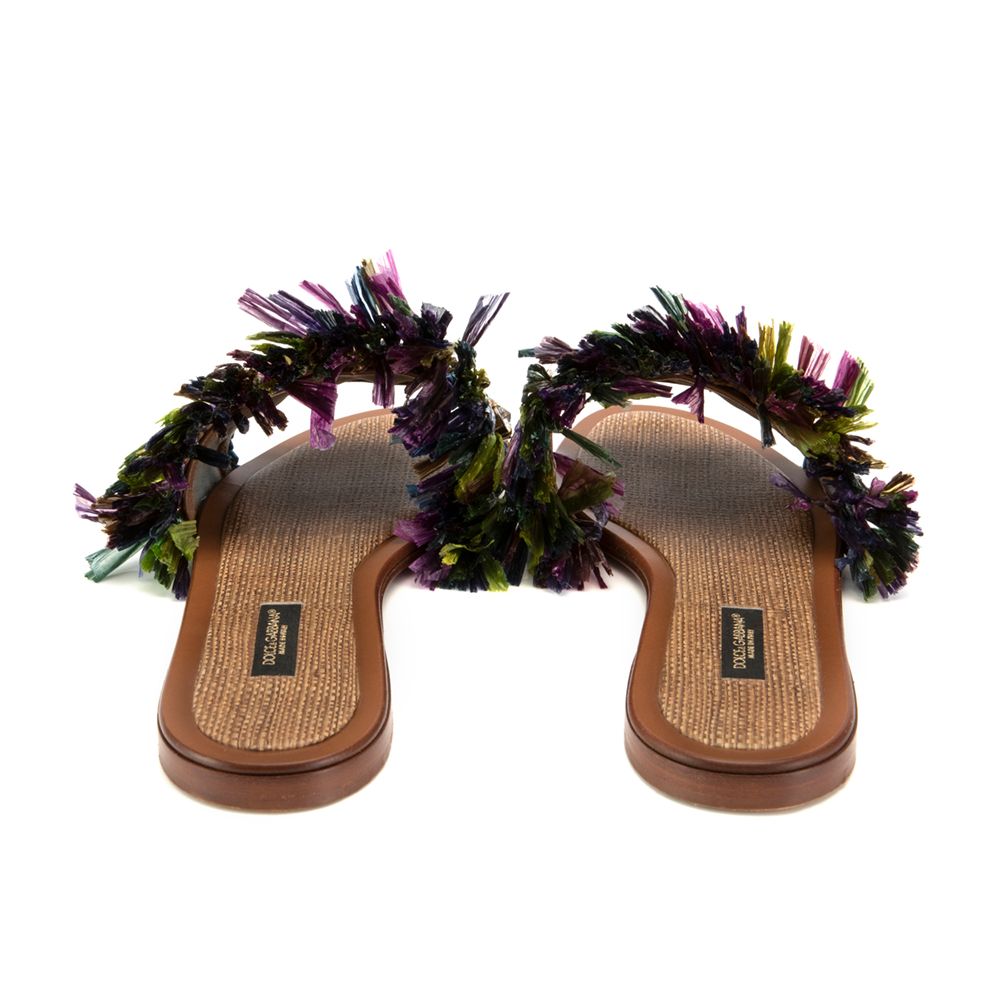 Dolce & Gabbana Mehrfarbige Damensandalen aus Lammleder